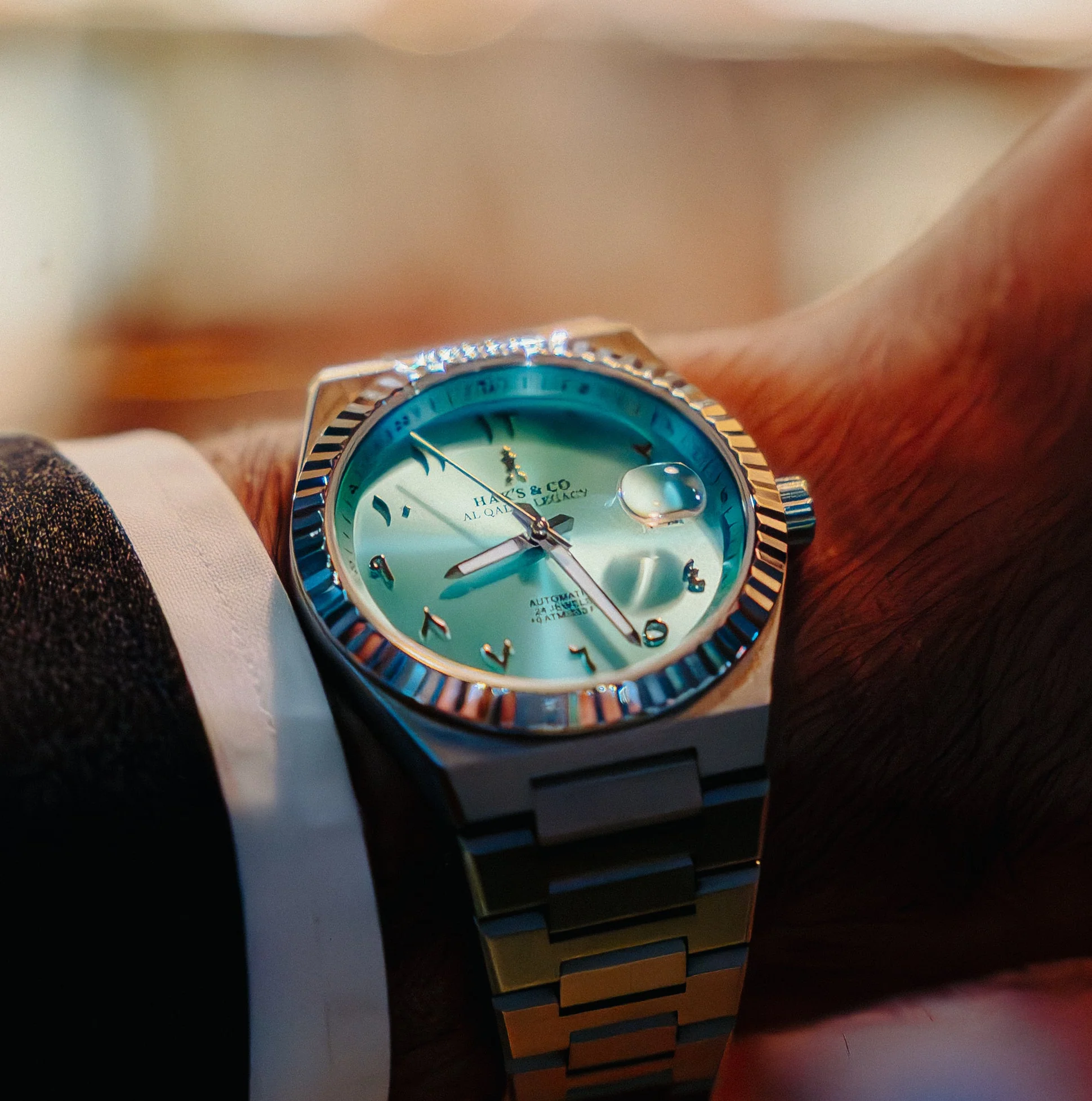 Close view of a sapphire watch crystal